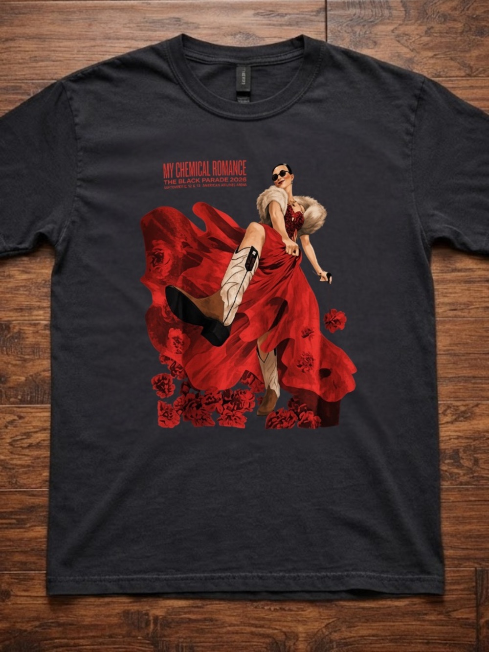 My Chemical Romance The Black Parade 2026 Red Dress Roses Vintage Black T-Shirt